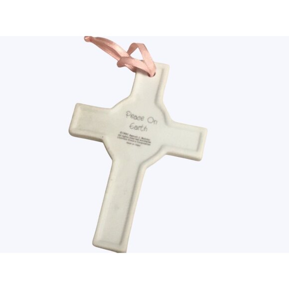 Precious Moments 1991 Cross Ornament Peace On Earth Porcelain Made In China - Picture 3 of 4